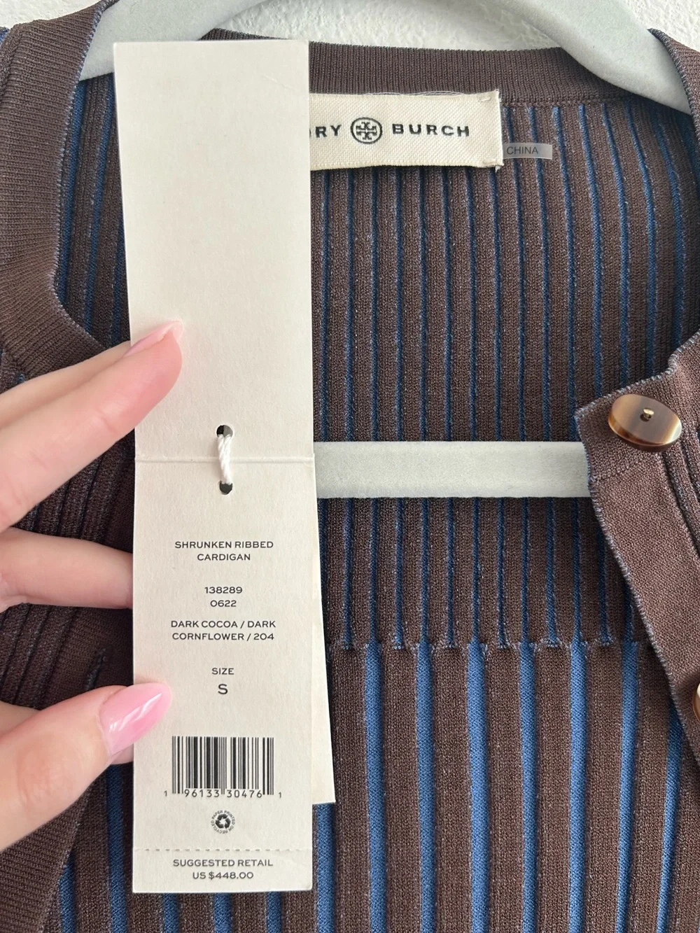 Tory Burch Shrunken Ribbed Cardigan NEW
